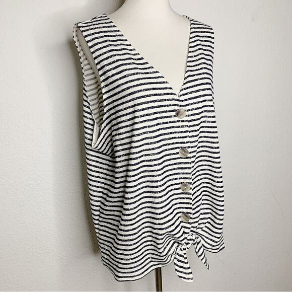NWT Old Navy Navy Stripe Sleeveless Button Front Tie Top Size XXL $24.99 - Picture 2 of 10